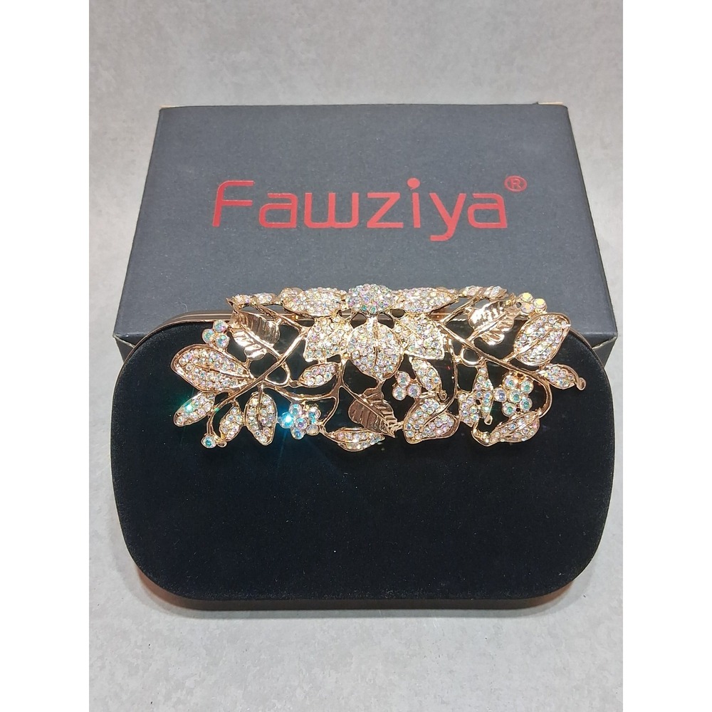 Fawziya Women's Crown Velvet Clutch Purse Evening Bags, Black